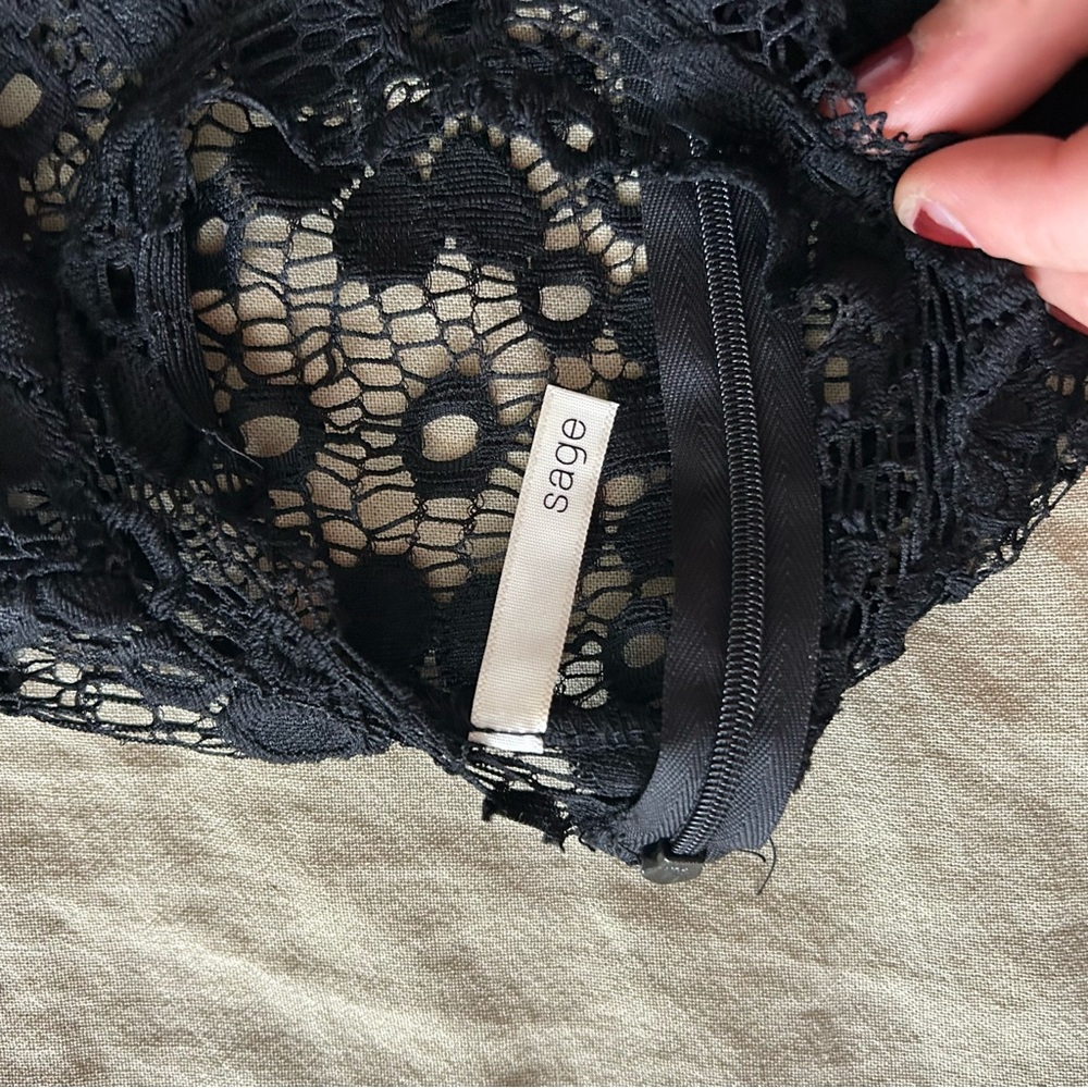 Sage Black Lace Maxi Dress with Nude Lining - Picture 7 of 9
